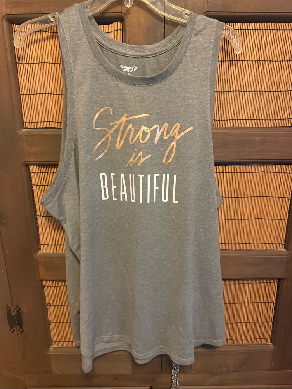 Old Navy Gray Muscle Tank with Rose Gold Script